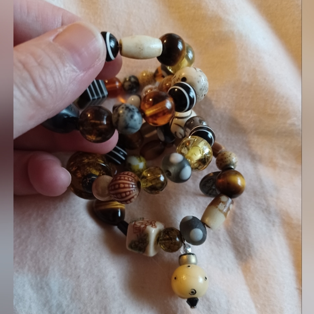 Japanese Beaded Charm Wire Wrap Bracelet